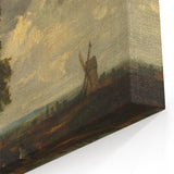 Modern Wall Art: Countryside Scene with Windmill and Tree Landscape