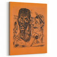 Modern Wall Art: Expressive Portrait on Warm Orange Background