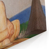 Modern Wall Art: Serene Nude Portrait by the Sea in Soft Tones