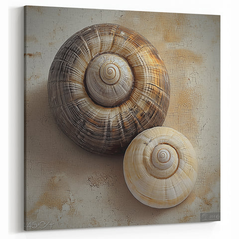 Stretched Canvas Nature Art - Spiral Shells Wall Art Acrylic Glass
