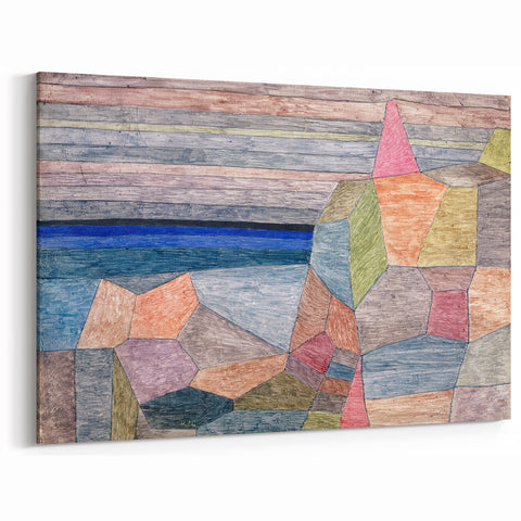 Modern Wall Art: Abstract Geometric Landscape in Pastel Tones