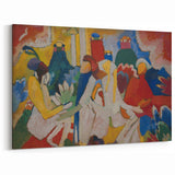 Modern Wall Art: Vibrant Abstract Oriental Scene in Bold Colors