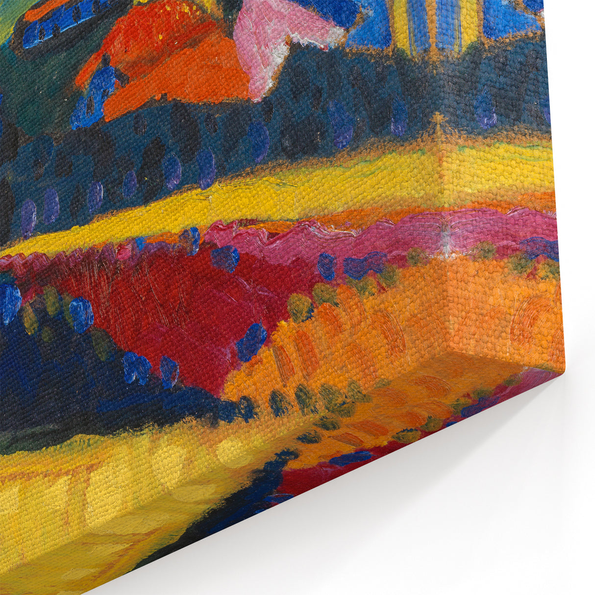 Modern Wall Art: Bold Abstract Landscape with Vibrant Colors and Church