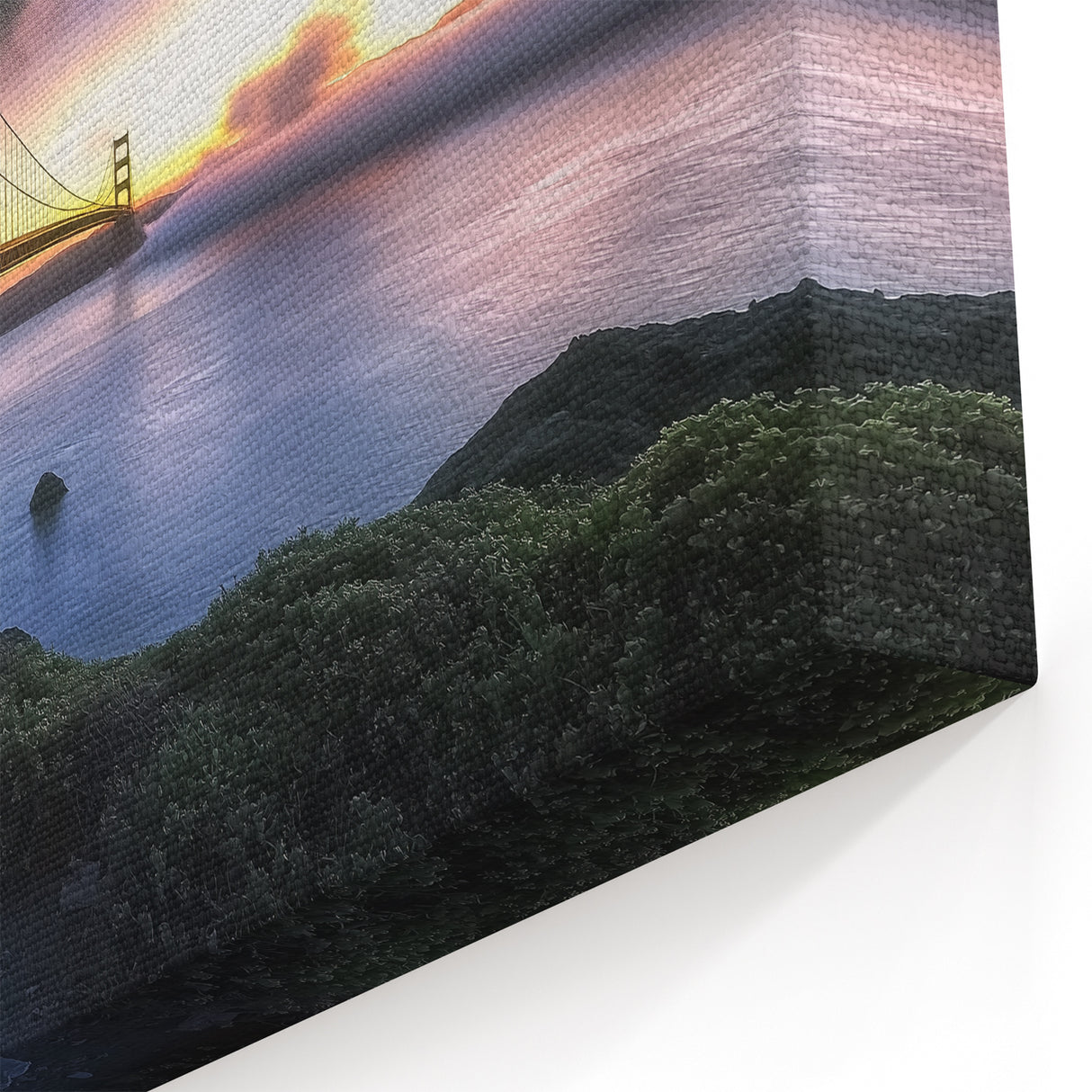 Golden Gate Bridge Wall Art - Starry Night and Sunset Canvas Print