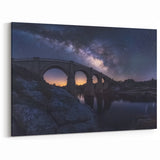 Starry Night Bridge Wall Art - Milky Way Landscape Canvas Print