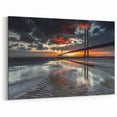 Sunset Suspension Bridge Wall Art - Dramatic Skyline Canvas Print
