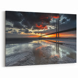 Sunset Suspension Bridge Wall Art - Dramatic Skyline Canvas Print