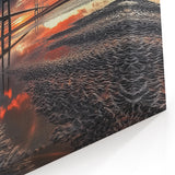 Dramatic Sunset Bridge Wall Art - Reflective Skyline Canvas Print