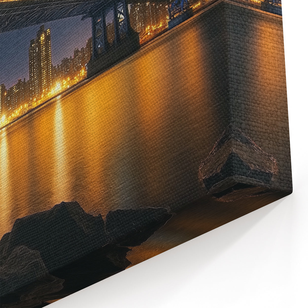 Manhattan Bridge Nightscape Canvas Print - Elegant City Wall Art