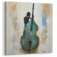 Artistic Figurative Wall Art - Double Bass Player in Teal Tones