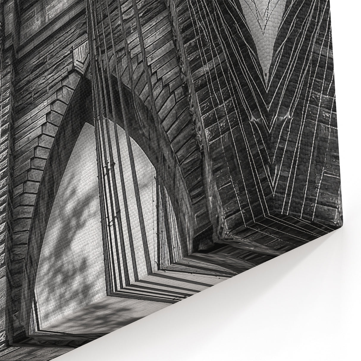 Brooklyn Bridge Wall Art - Black and White Architectural Canvas Print