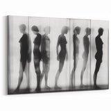 Abstract Human Figures Canvas - Modern Monochrome Silhouette Art