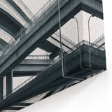 Modern Overpass Bridge Wall Art - Monochrome Urban Canvas Print