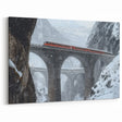 Winter Railway Bridge Wall Art - Snowy Landscape Canvas Print