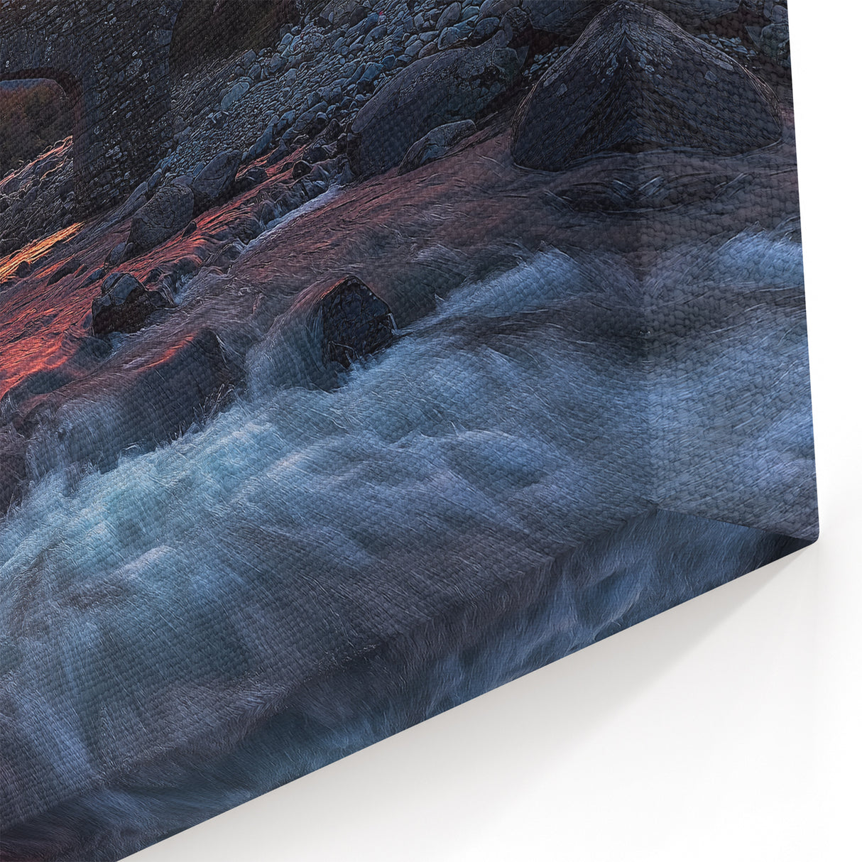 Rustic Stone Bridge Wall Art - Fiery Sunset River Canvas Print