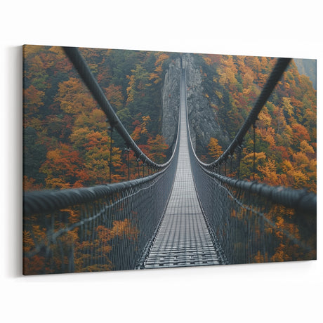 Suspension Bridge Wall Art - Autumn Landscape Canvas Prints