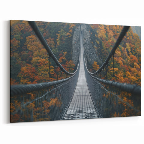 Suspension Bridge Wall Art - Autumn Landscape Canvas Prints