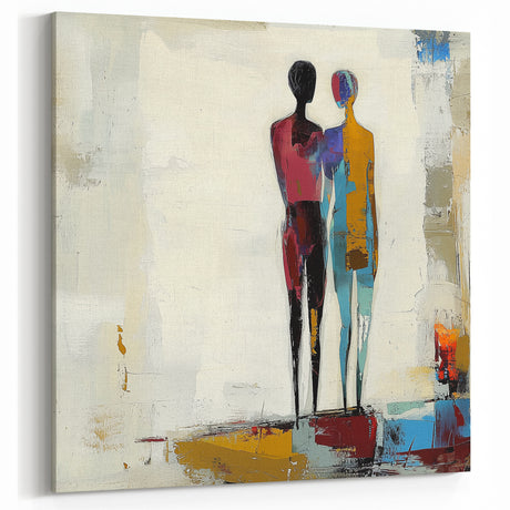 Abstract Figurative Wall Art - Minimalist Couple Design with Vibrant Colors