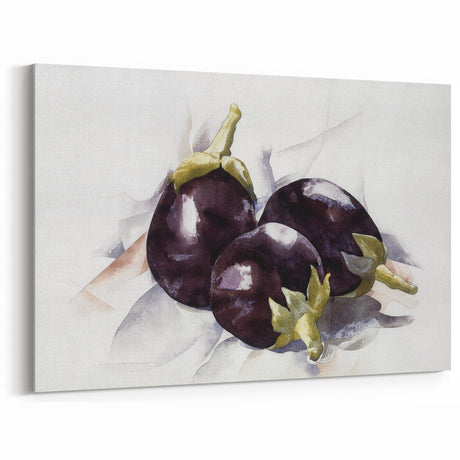 Modern Wall Art - Watercolor Eggplant Still Life - Minimalist Decor