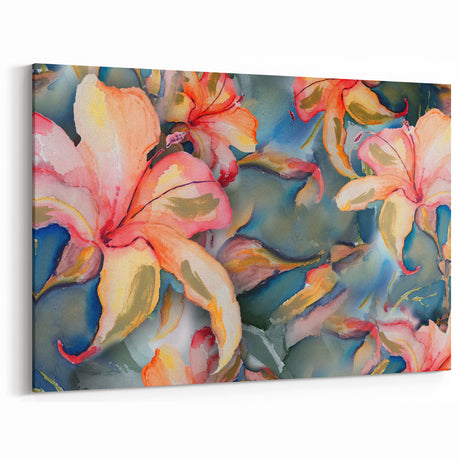 Abstract Floral Art Vibrant Modern Lily Canvas - Colorful Wall Decor