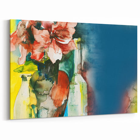 Abstract Floral Art Bright Modern Bloom - Colorful Wall Canvas Decor