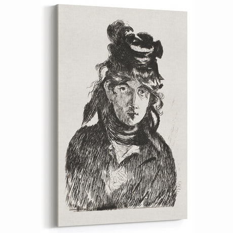 Édouard Manet Portrait Wall Art - Berthe Morisot in Monochrome