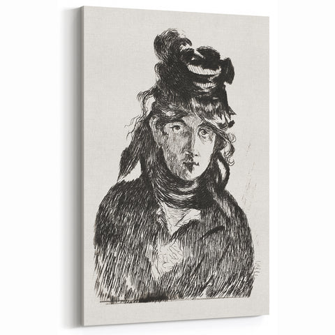 Édouard Manet Portrait Wall Art - Berthe Morisot in Monochrome