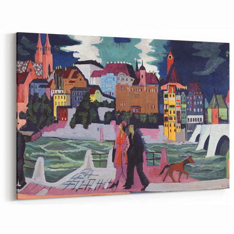 Expressionist Art: View of Basel and the Rhine by Kirchner Print