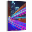 Dynamic Light Trail Bridge Wall Art - Futuristic City Canvas Prints