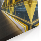 Illuminated Yellow Bridge Wall Art - Modern Architectural Canvas Prints