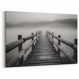 Rustic Wooden Bridge Wall Art - Black and White Canvas Prints