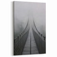 Mystical Foggy Suspension Bridge Wall Art - Black and White Canvas Prints
