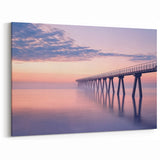 Serene Pier Bridge Wall Art - Sunset Reflection Canvas Prints