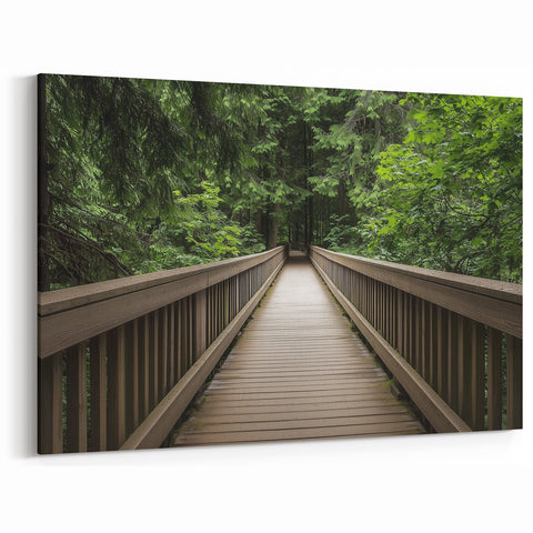 Rustic Wooden Forest Bridge Wall Art - Nature Canvas Prints