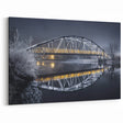 Frosty Winter Bridge Wall Art - Illuminated Night Canvas Prints