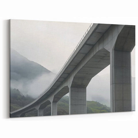 Modern Mountain Bridge Wall Art - Scenic Bridge Canvas Prints