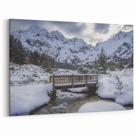 Winter Wonderland Bridge Art - Snowy Mountain Photography Print