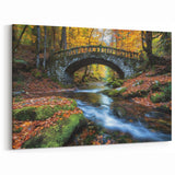 Rustic Forest Bridge Art - Autumn Stream Photography Print