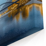 Golden Horizon - Modern Bridge Photography Print with Blue Tones