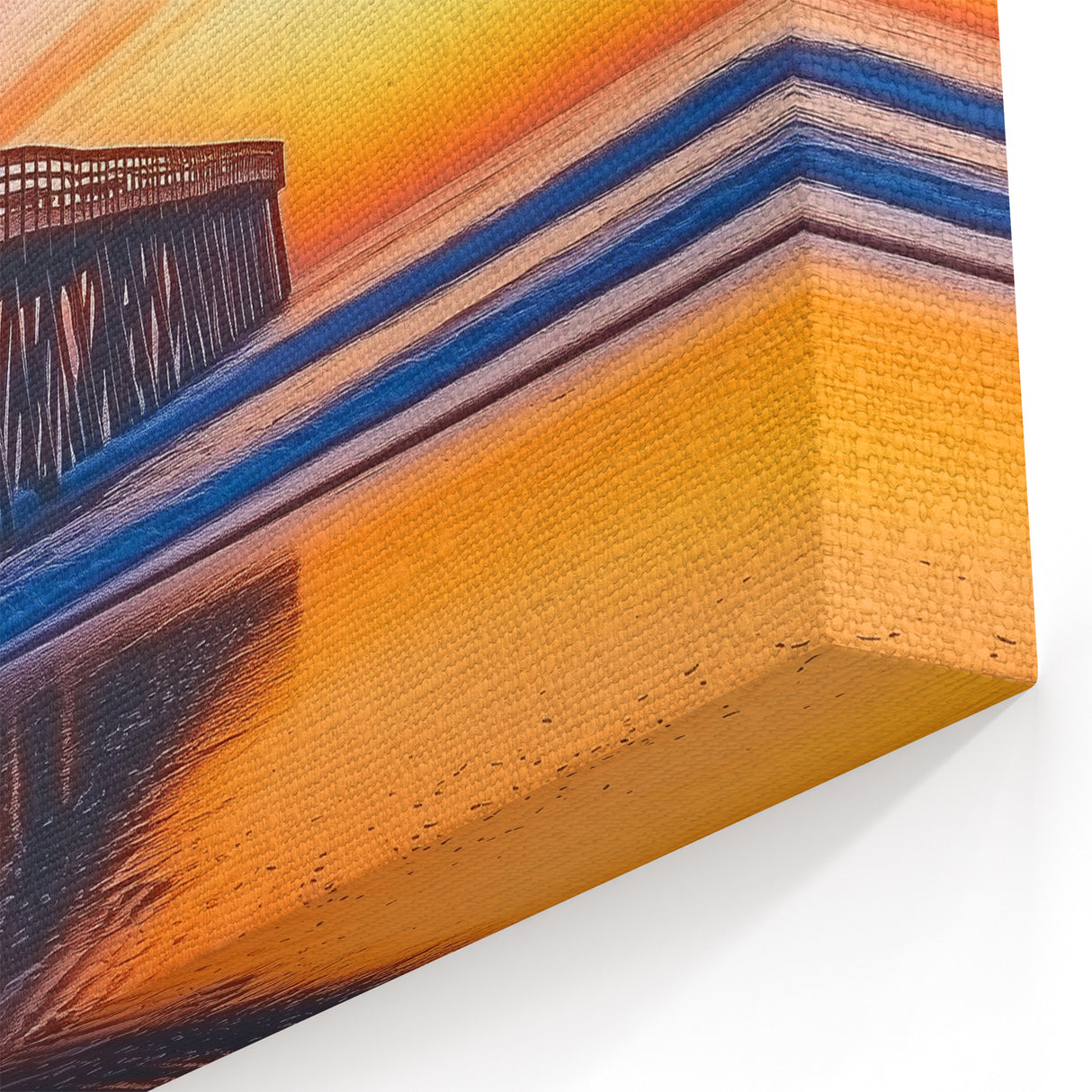 Scenic Bridge Paintings – Serene Twilight Reflection Canvas Art