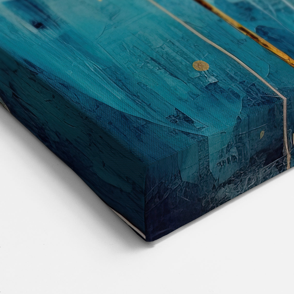 Abstract Floral Art - Vibrant Teal and Gold Flower Canvas Print