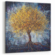 Golden Abstract Tree Art - Blue and Gold Modern Canvas Wall Decor