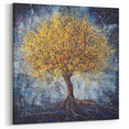 Golden Abstract Tree Art - Blue and Gold Modern Canvas Wall Decor