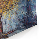 Golden Abstract Tree Art - Blue and Gold Modern Canvas Wall Decor