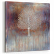 Elegant White Tree - Abstract Floral Art on Rustic Warmth Canvas