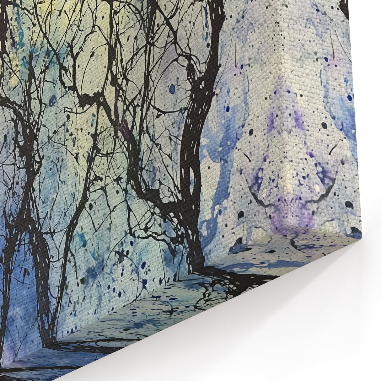 Mystical Forest - Abstract Floral Art in Blue and Yellow Hues