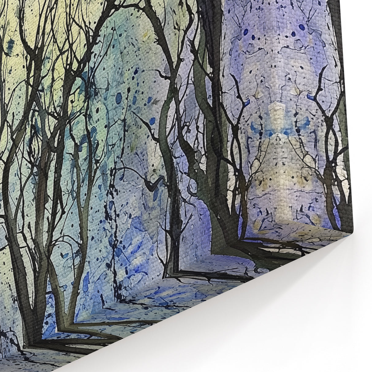 Whimsical Forest - Abstract Floral Art in Blue and Yellow Tones