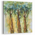 Rustic Trio of Trees - Abstract Floral Art in Green and Earth Tones