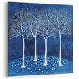 Celestial White Trees - Abstract Floral Art in Midnight Blue