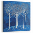 Starlit White Trees - Abstract Floral Art in Deep Blue